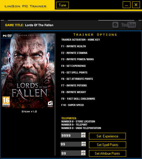 +12 Трейнер для Lords Of The Fallen
